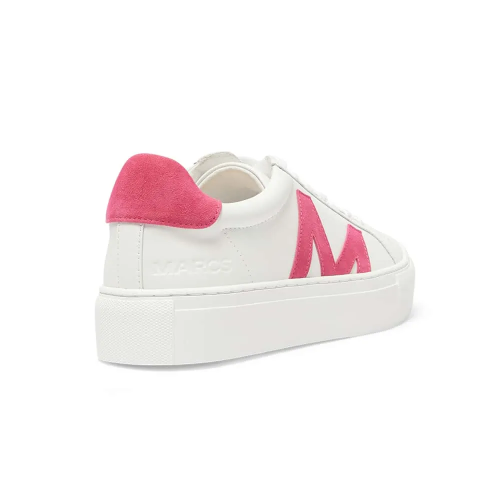 Trio Sneaker in White And Hot Pink Leather