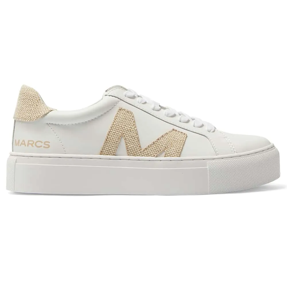 Trio Sneaker in White And Linen Leather
