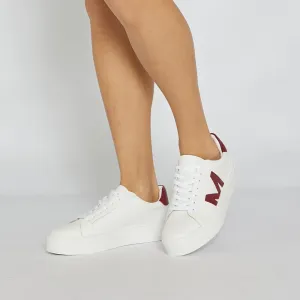 Trio Sneaker in White And Red Leather