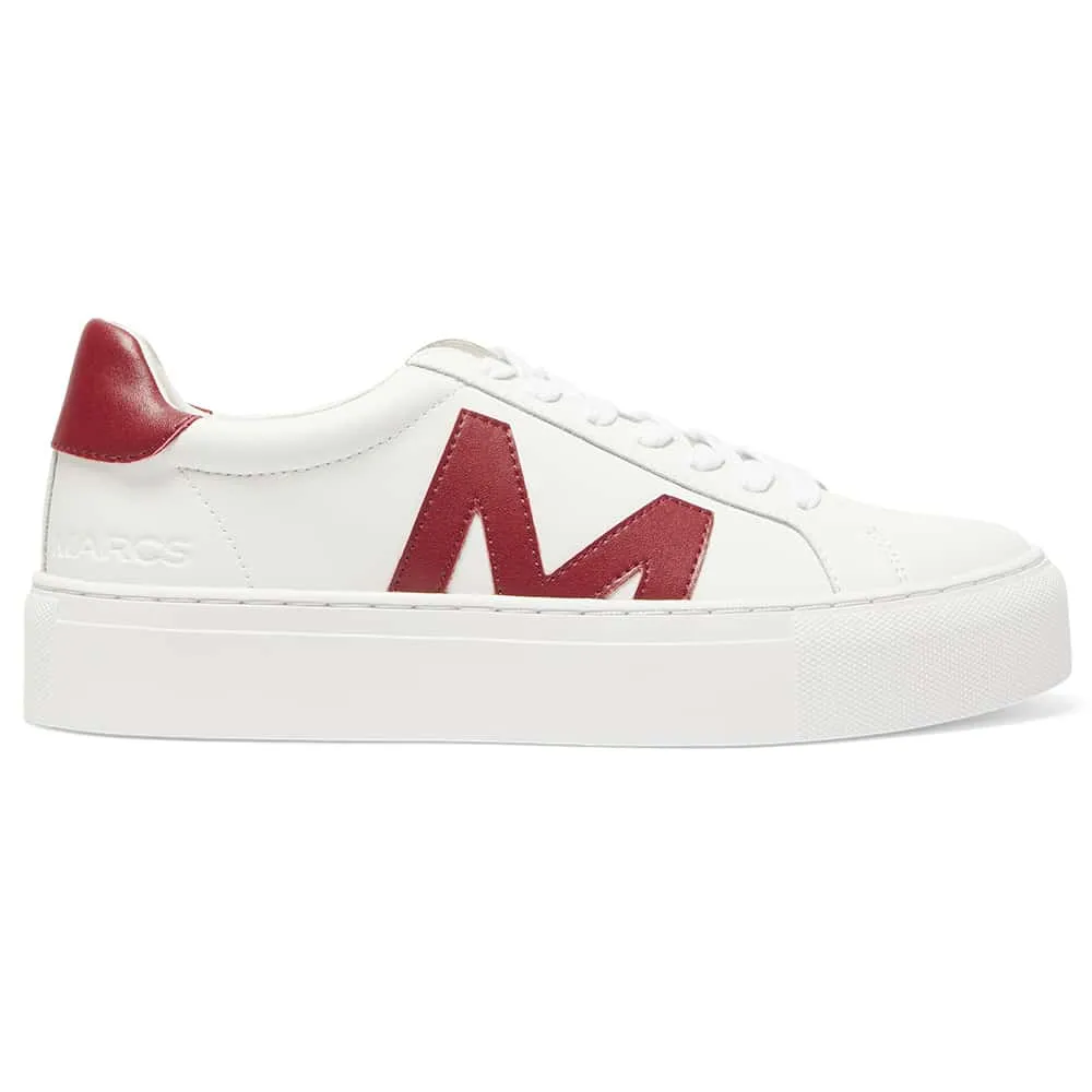 Trio Sneaker in White And Red Leather
