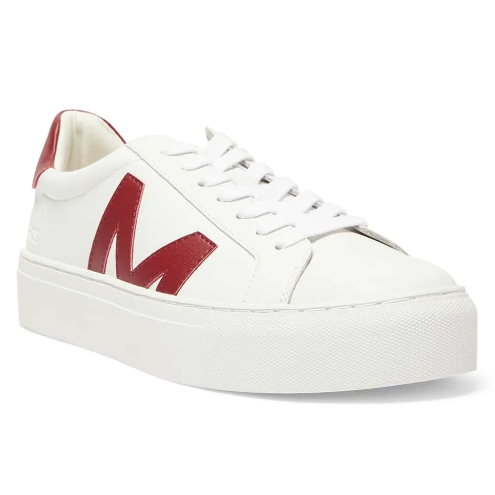 Trio Sneaker in White And Red Leather