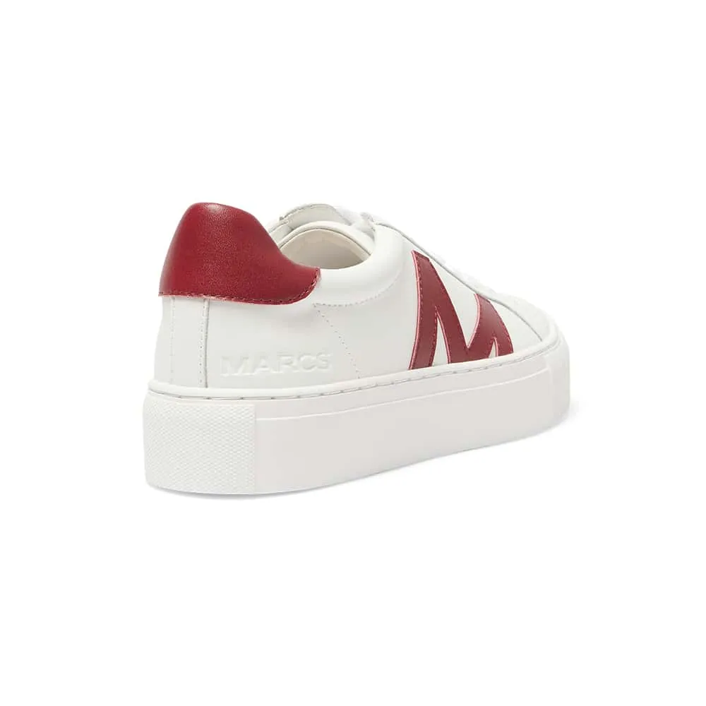 Trio Sneaker in White And Red Leather