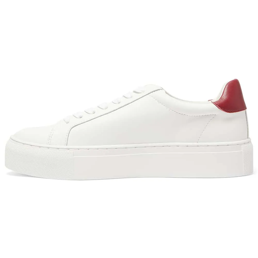 Trio Sneaker in White And Red Leather