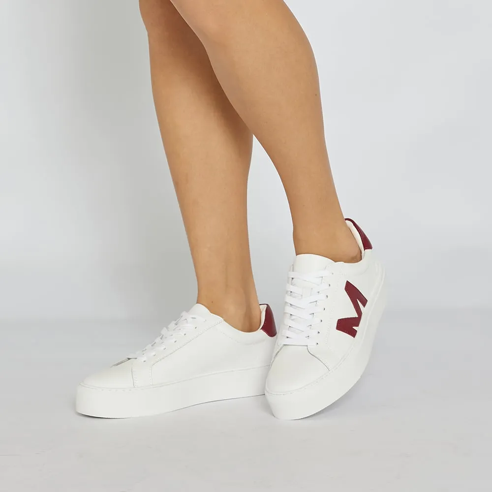 Trio Sneaker in White And Red Leather