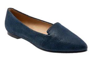 Trotters Harlowe Flats Women's US 5.5 Navy Lizard Leather Pointed Toe ZPO1937