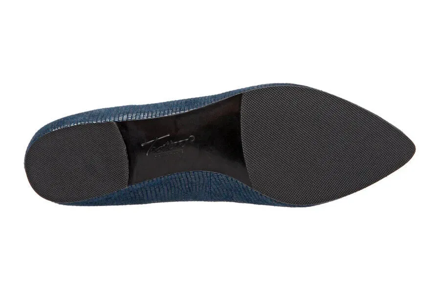 Trotters Harlowe Flats Women's US 5.5 Navy Lizard Leather Pointed Toe ZPO1937