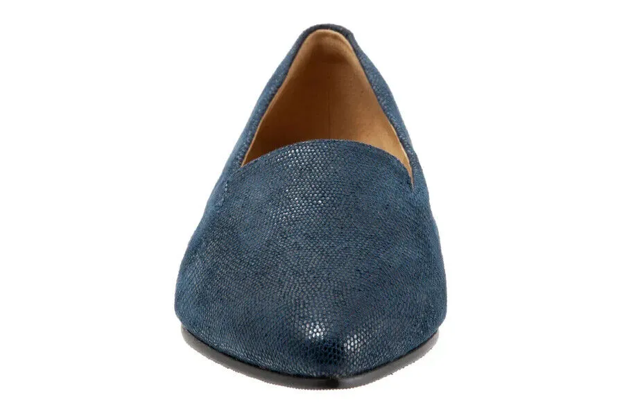 Trotters Harlowe Flats Women's US 5.5 Navy Lizard Leather Pointed Toe ZPO1937