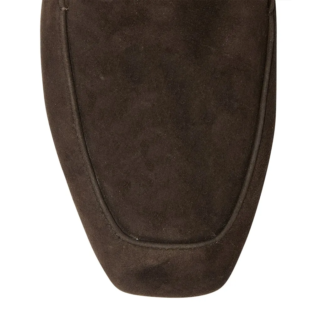 Tuxedo Loafer in Chocolate Suede Suede