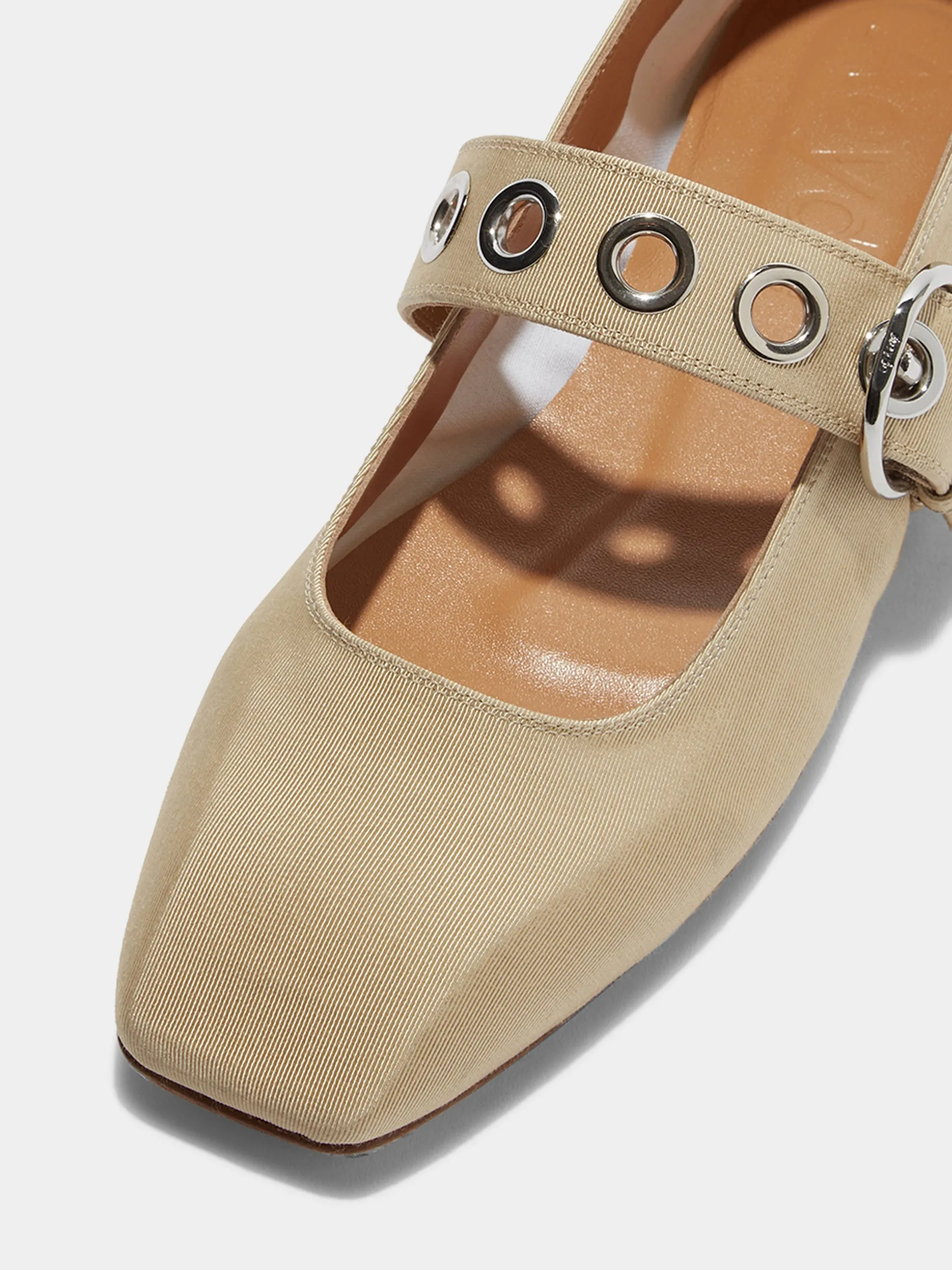 Uma Eyelet Grosgrain Mary-Jane Flats