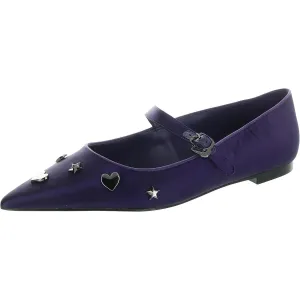 Veyda Mary Jane Flat Womens Embellished Satin Mary Janes