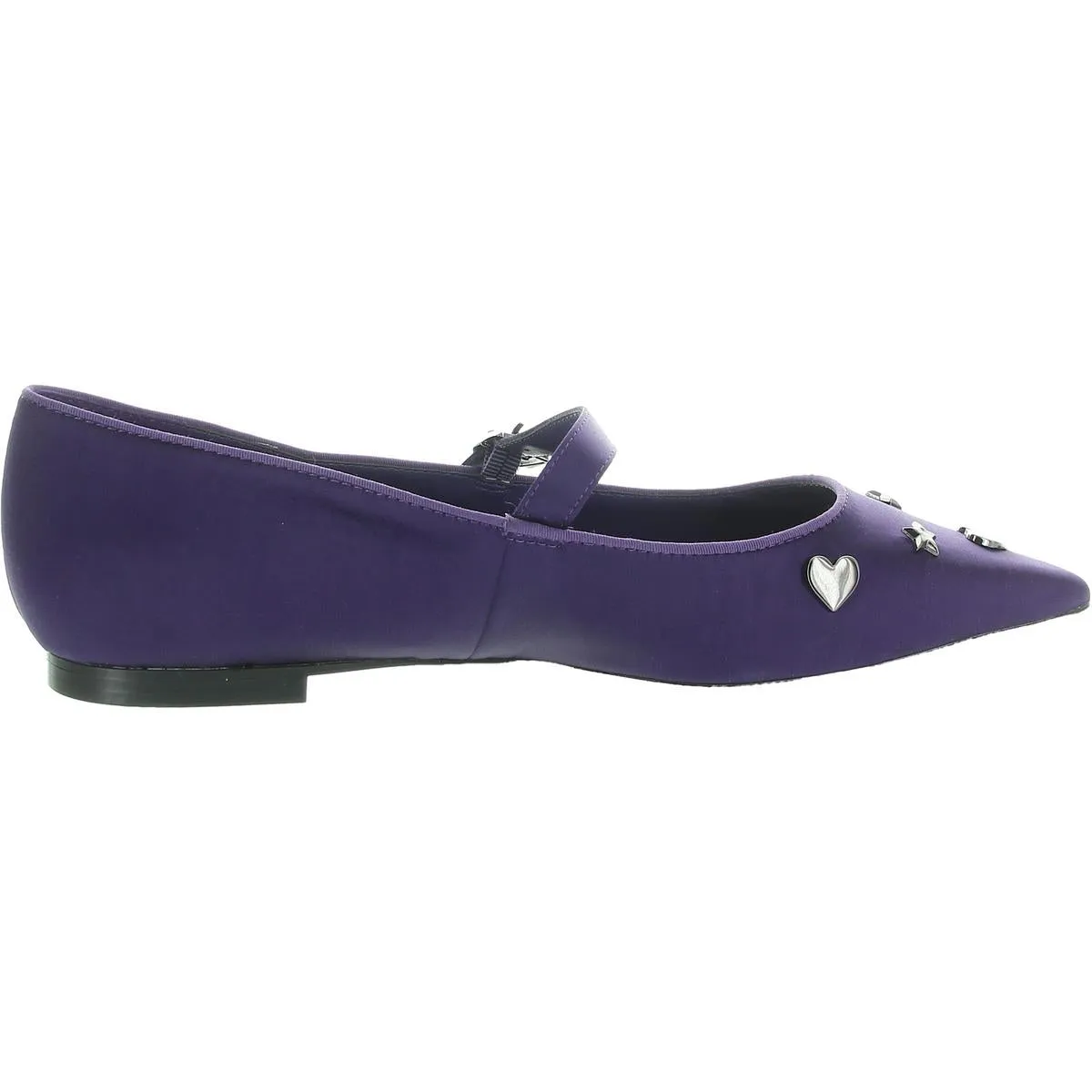 Veyda Mary Jane Flat Womens Embellished Satin Mary Janes