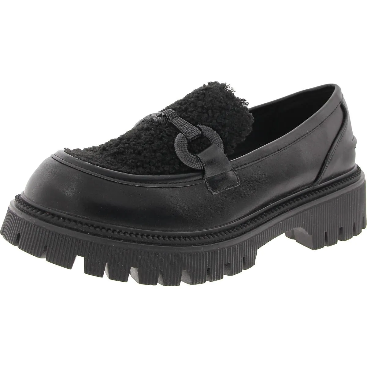 Vince Womens Solid Faux Leather Loafers