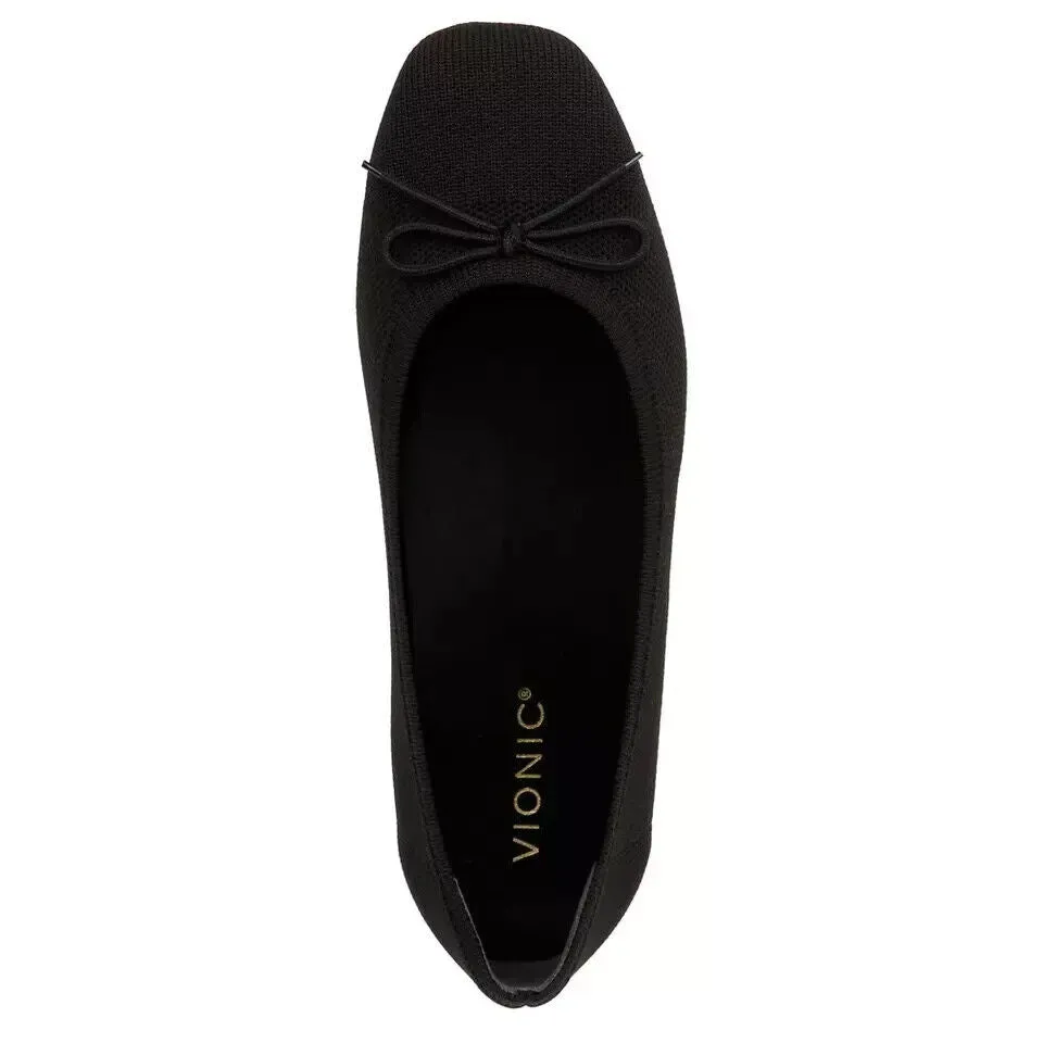 Vionic Klara I9858F1001 Ballet Flat Womens US 8 Black Square Toe Slip-On KHD1144