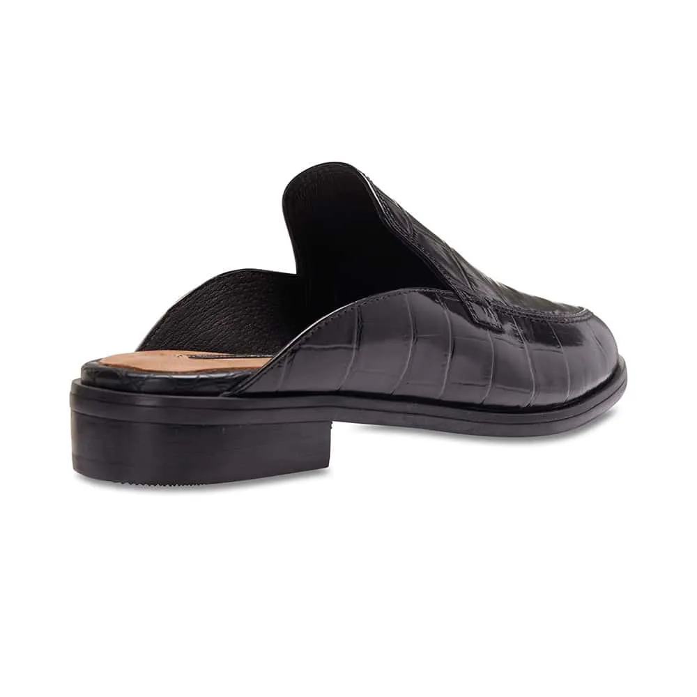 West Flat in Black Croc Leather
