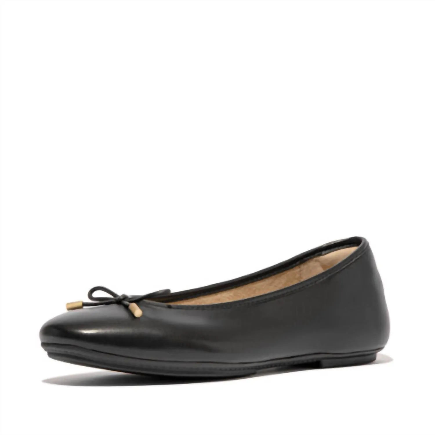 Women Delicato Bow Soft Leather Ballet Flat In Black