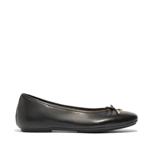 Women Delicato Bow Soft Leather Ballet Flat In Black