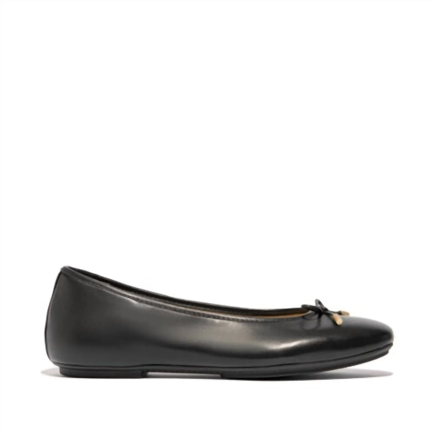 Women Delicato Bow Soft Leather Ballet Flat In Black