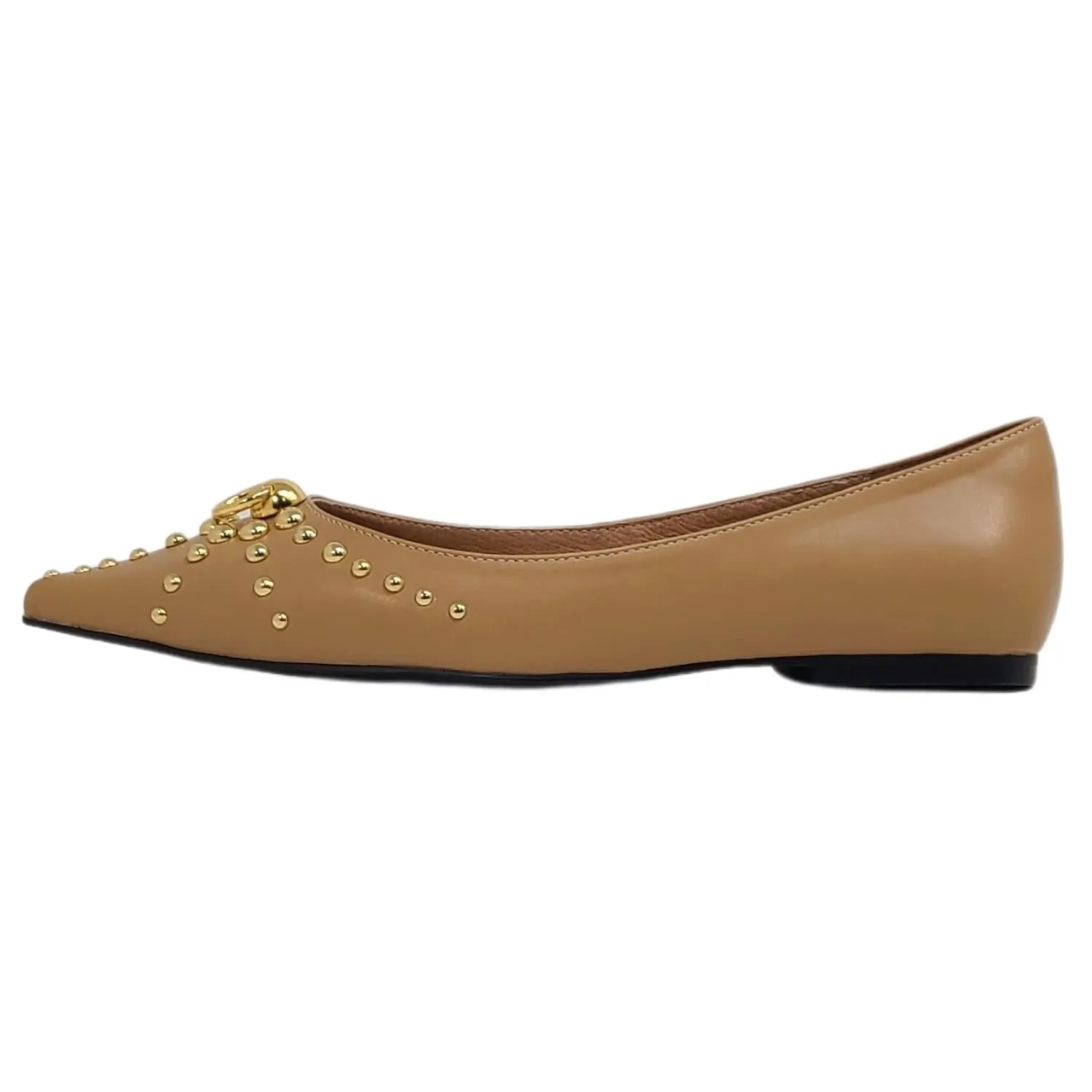 Women's Appealing Flat Shoes In Natural/gold