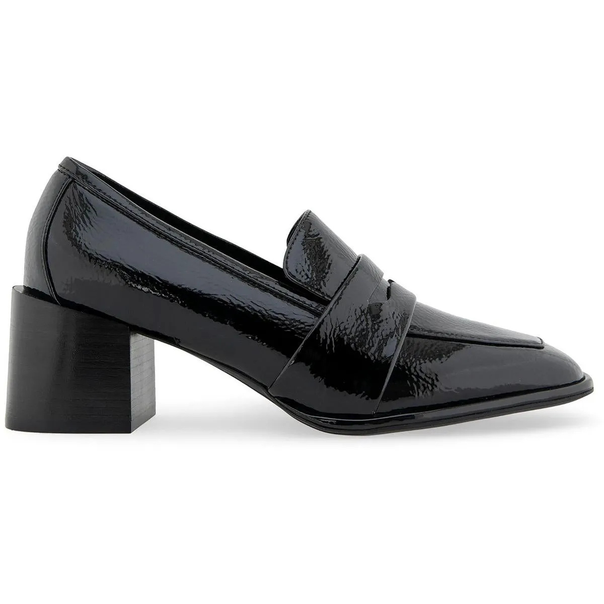 Womens Block Heel Leather Loafers
