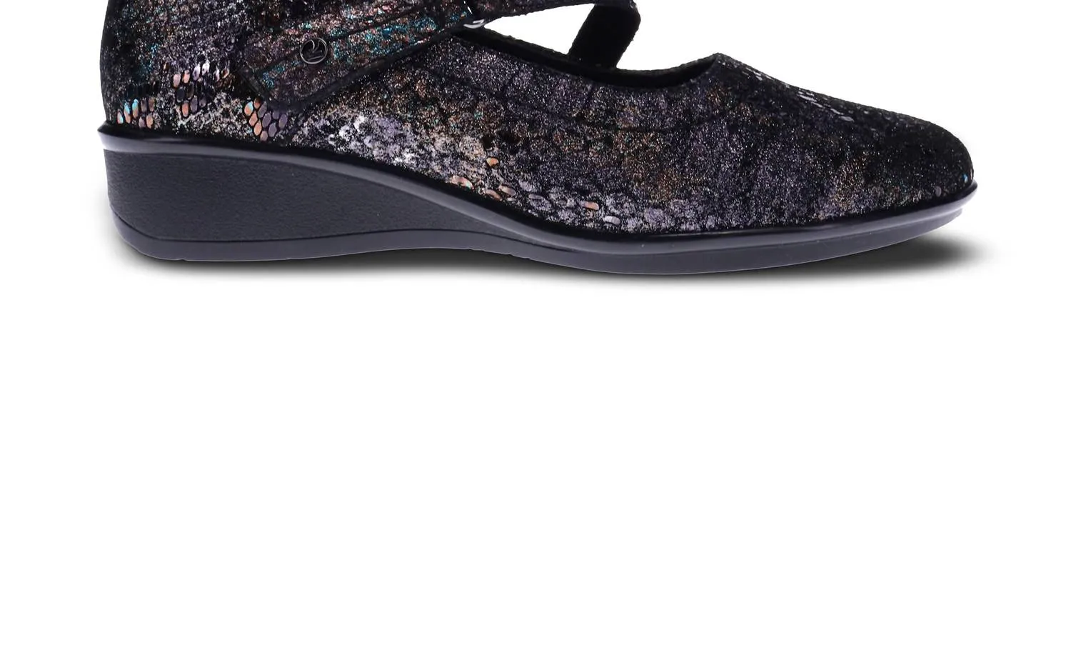 Women's Bonn Mary-Jane Shoes - Medium Width In Black Metallic Python