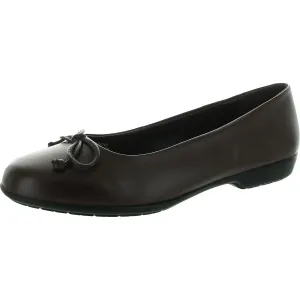 Womens Bow Leather Flat Shoes