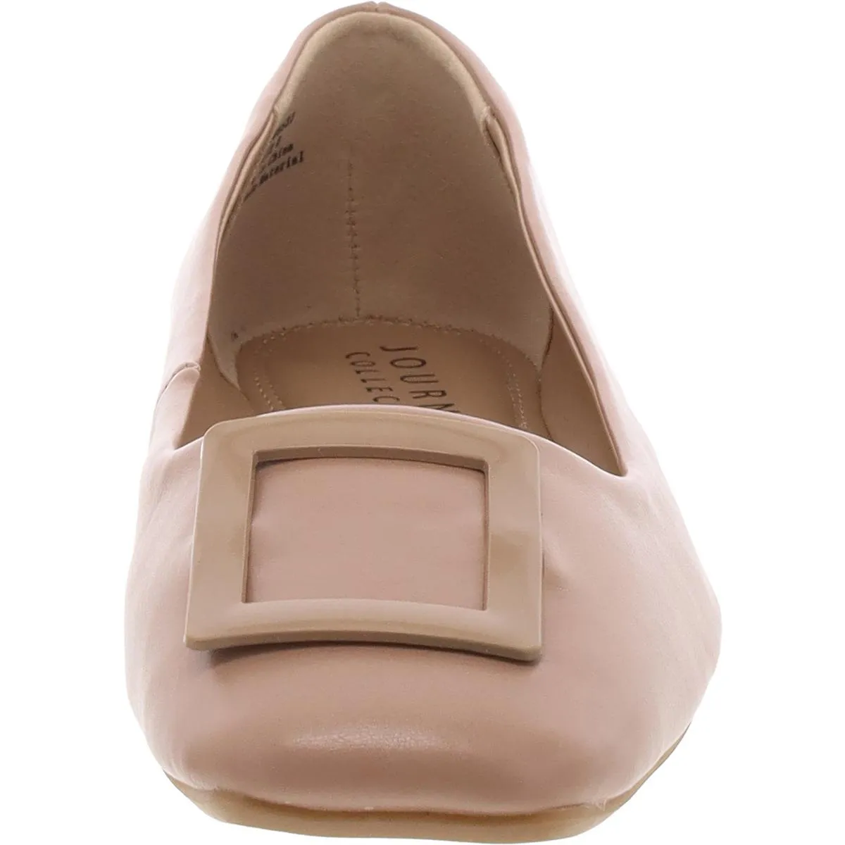 Womens Buckle Faux Leather Ballet Flats