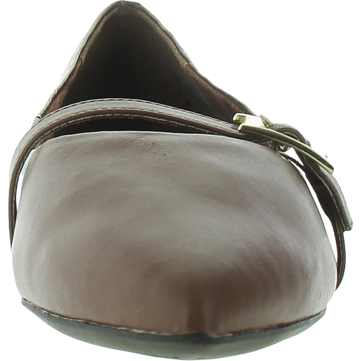 Womens Buckle Leather Flat Shoes
