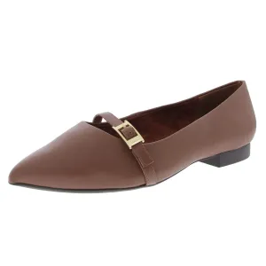 Womens Buckle Leather Flat Shoes