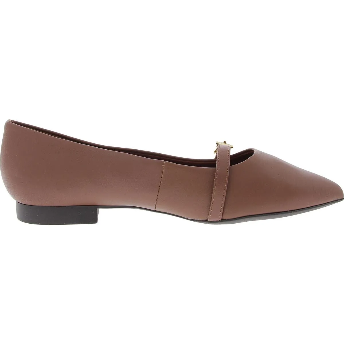 Womens Buckle Leather Flat Shoes
