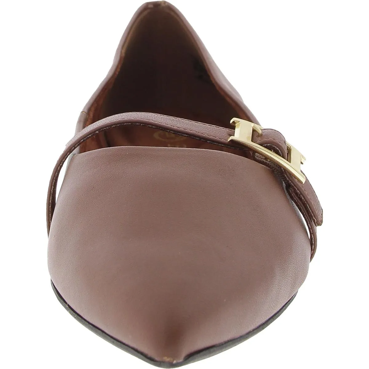 Womens Buckle Leather Flat Shoes