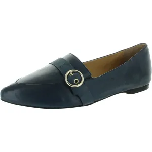 Womens Buckle Leather Flat Shoes