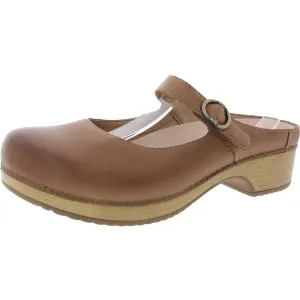 Womens Buckle Leather Mules