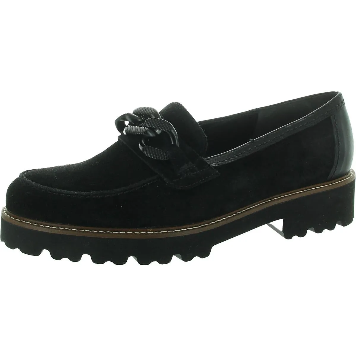 Womens Chain Suede Loafers