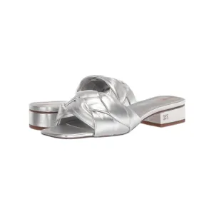 Women's Dawson Leather Flats Sandals In Silver Leather