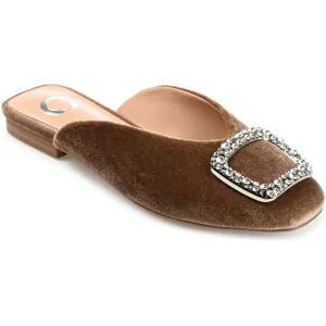 Womens Embellished Velvet Mules