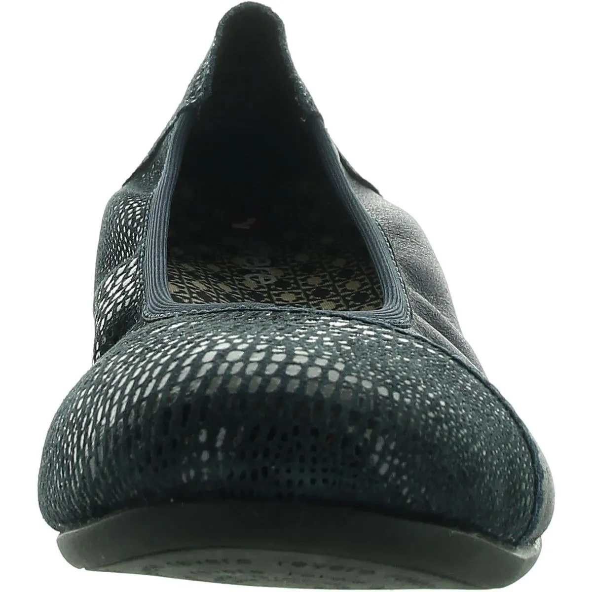 Womens Embossed Faux Suede Ballet Flats