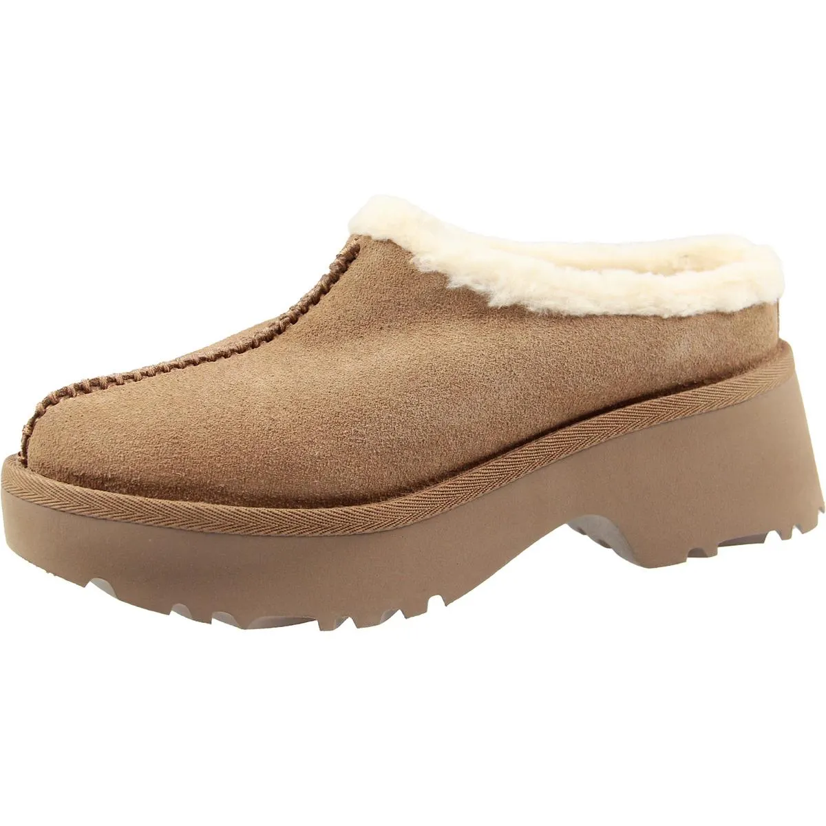 Womens Faux Fur Lined Leather Clogs