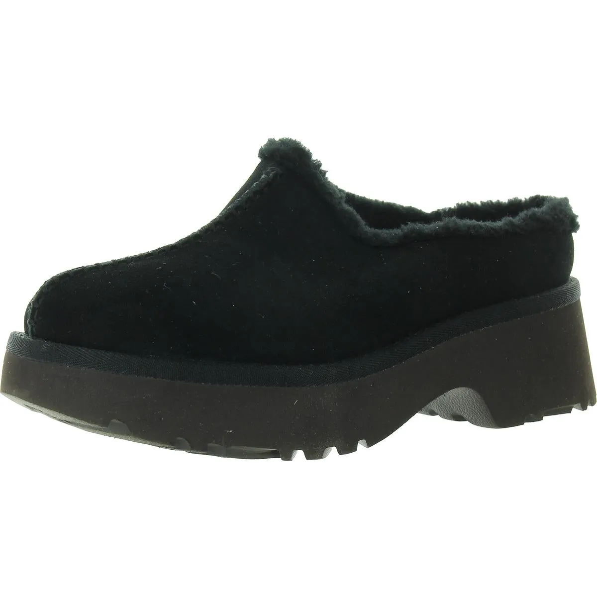 Womens Faux Fur Lined Leather Clogs