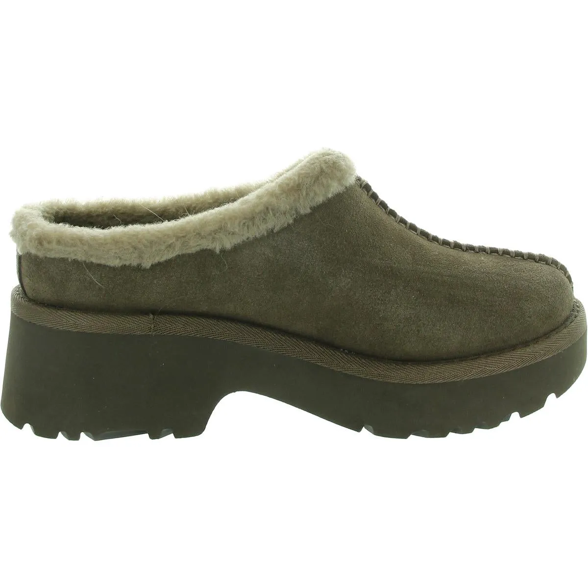 Womens Faux Fur Lined Leather Clogs