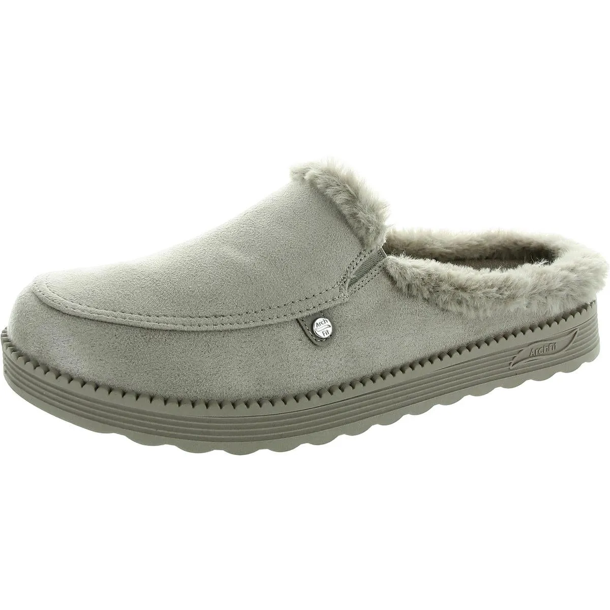 Womens Faux Fur Lined Vegan Suede  Clogs