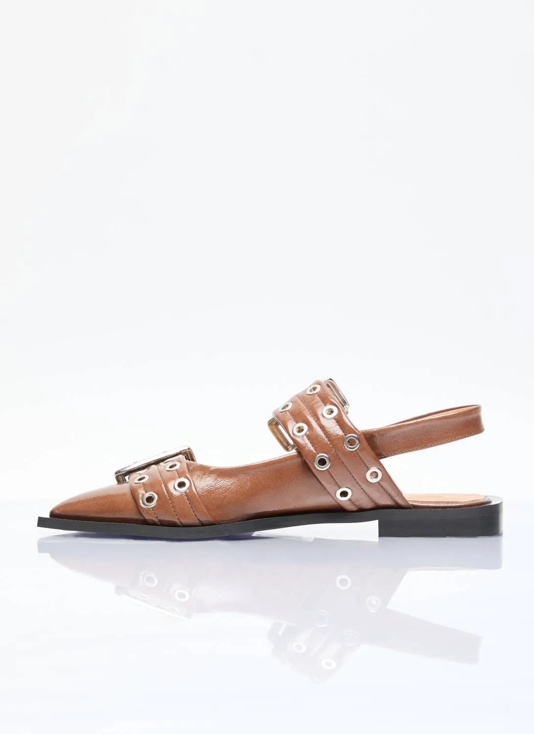 Women's Faux Leather Slingback Flats In Brown