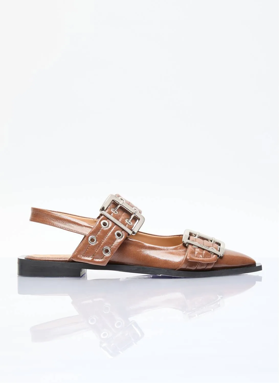 Women's Faux Leather Slingback Flats In Brown
