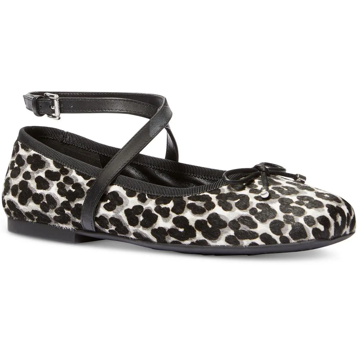 Womens Lace-Up Fur Ballet Flats