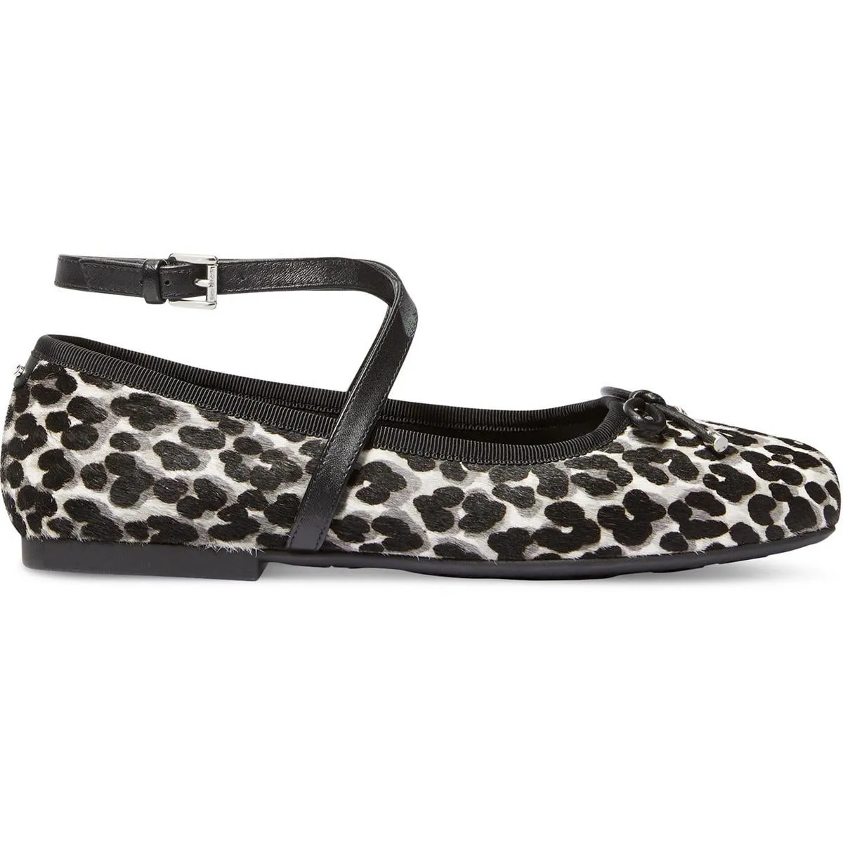 Womens Lace-Up Fur Ballet Flats
