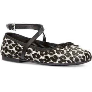 Womens Lace-Up Fur Ballet Flats