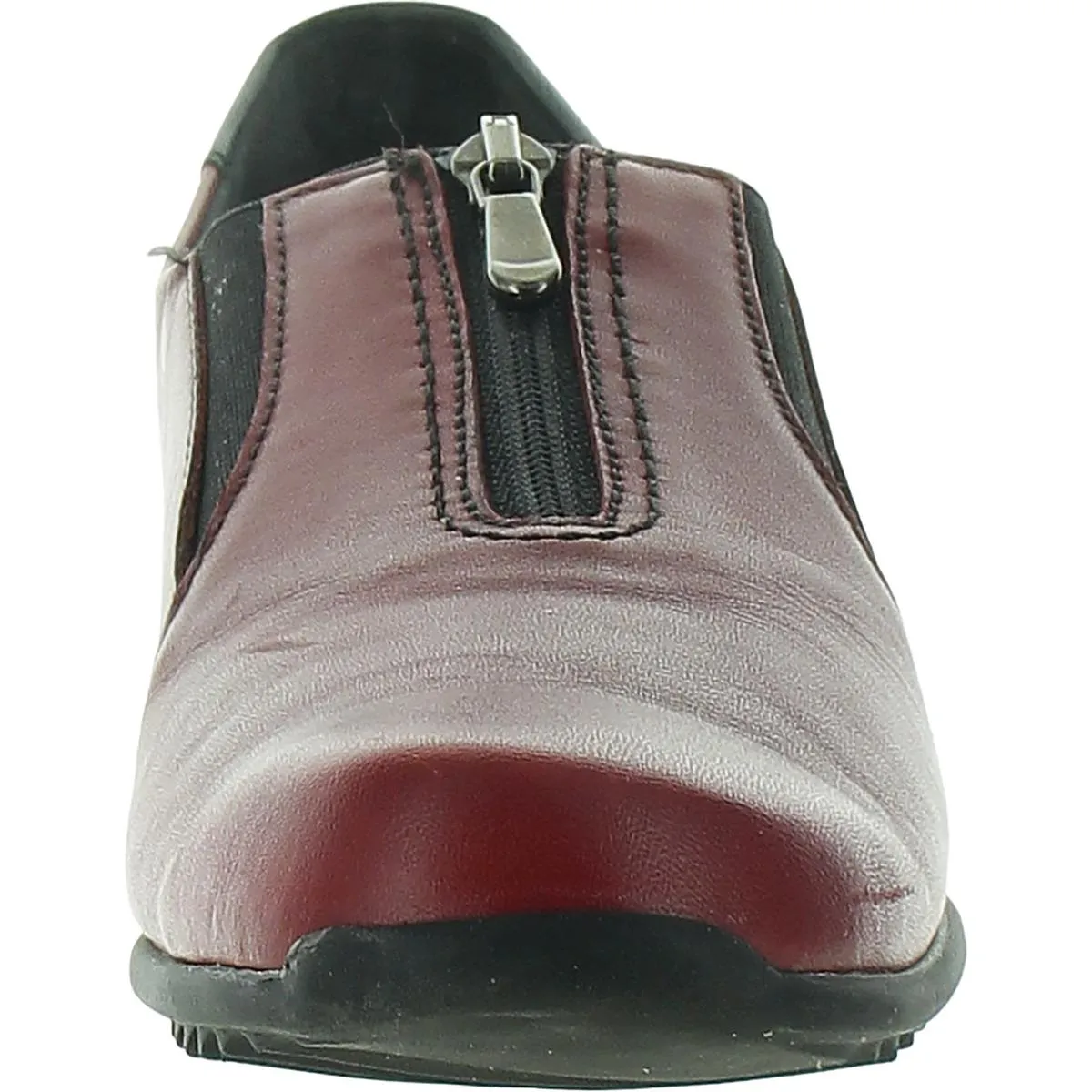 Womens Laceless Faux Leather Flat Shoes