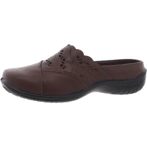 Womens Laser Cut Faux Leather Mules