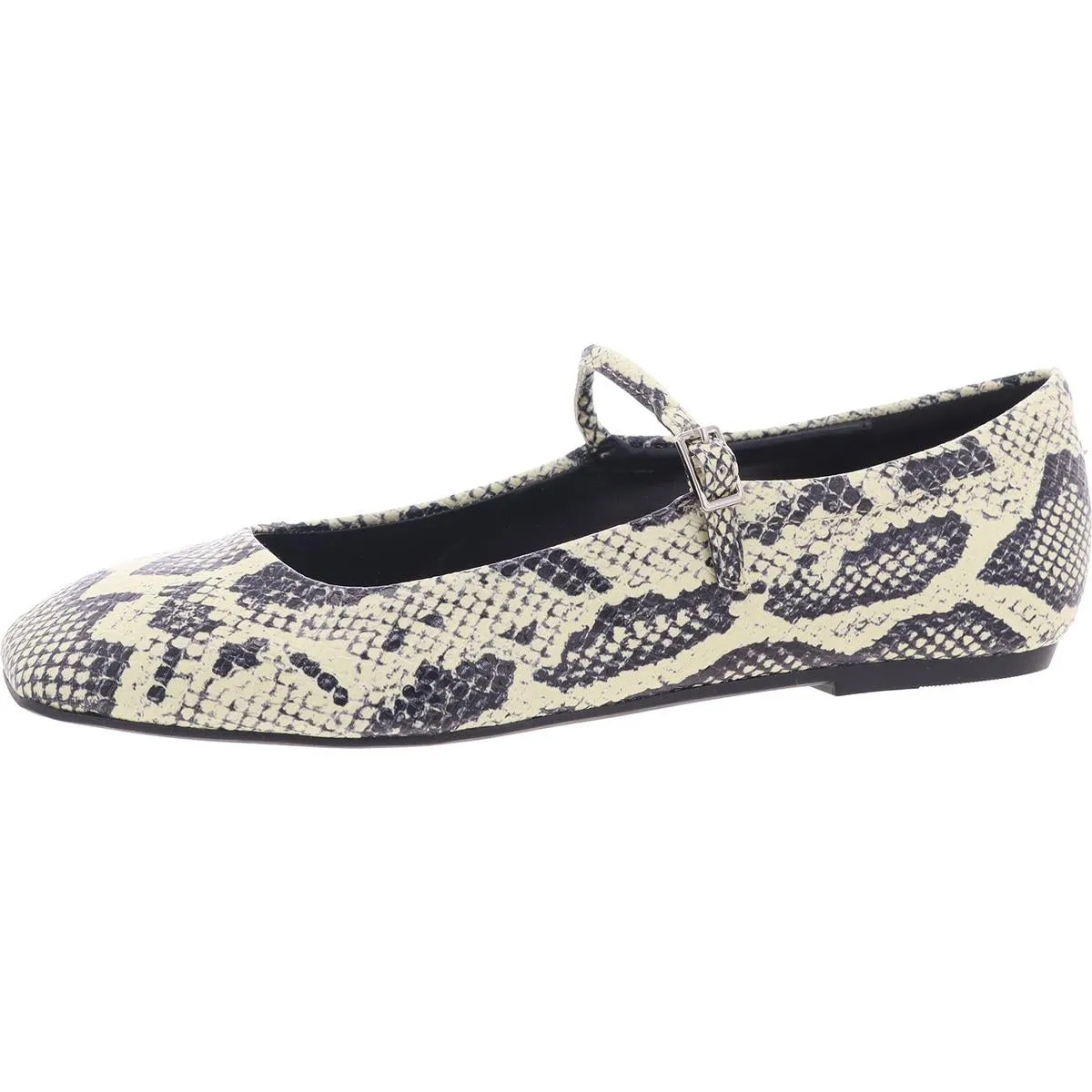 Womens Leather Buckle Ballet Flats