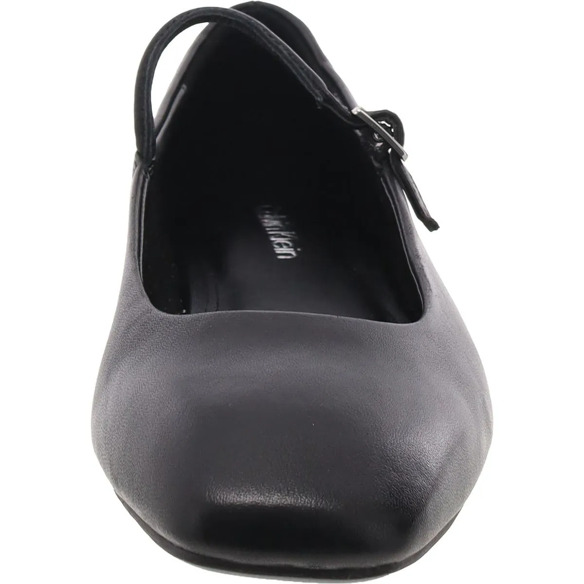 Womens Leather Buckle Ballet Flats