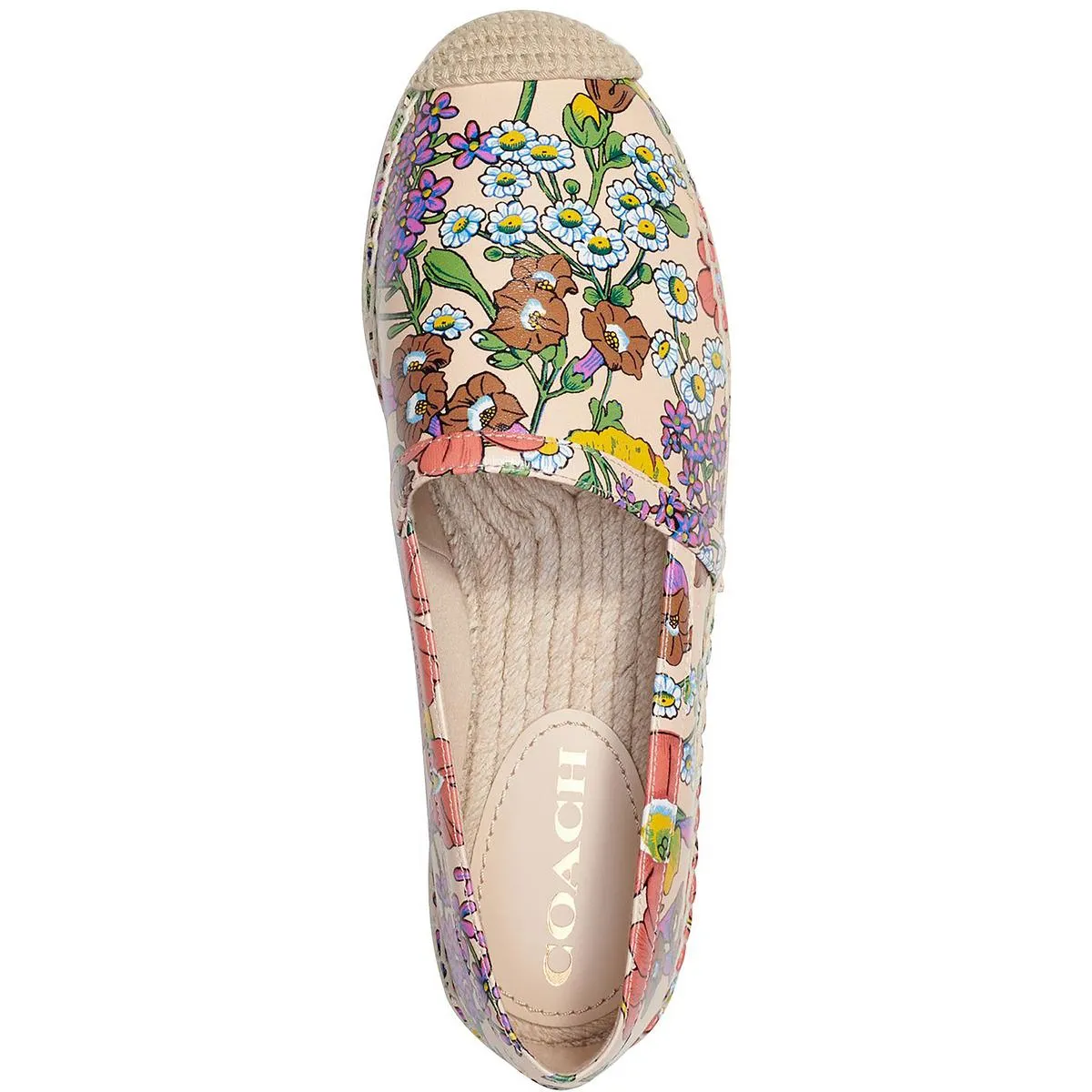 Womens Leather Floral Print Loafers